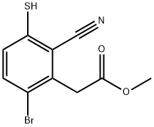 Methyl 6-bromo-2-cyano-3-mercaptophenylacetate Structure