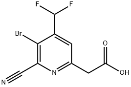 3-Bromo-2-cyano-4-(difluoromethyl)pyridine-6-acetic acid Structure