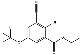 Ethyl 3-cyano-2-mercapto-5-(trifluoromethoxy)benzoate Structure