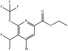 Ethyl 4-bromo-3-(difluoromethyl)-2-(trifluoromethoxy)pyridine-6-carboxylate Structure