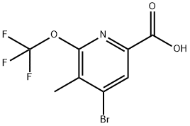 4-Bromo-3-methyl-2-(trifluoromethoxy)pyridine-6-carboxylic acid Structure