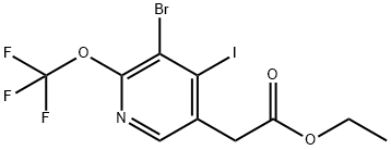 Ethyl 3-bromo-4-iodo-2-(trifluoromethoxy)pyridine-5-acetate Structure