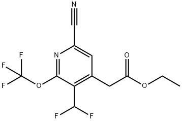 Ethyl 6-cyano-3-(difluoromethyl)-2-(trifluoromethoxy)pyridine-4-acetate Structure