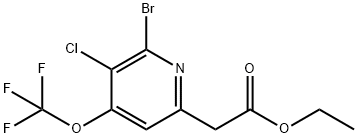 Ethyl 2-bromo-3-chloro-4-(trifluoromethoxy)pyridine-6-acetate Structure