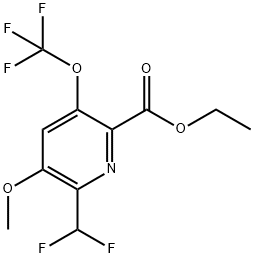 Ethyl 2-(difluoromethyl)-3-methoxy-5-(trifluoromethoxy)pyridine-6-carboxylate Structure