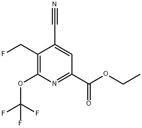 Ethyl 4-cyano-3-(fluoromethyl)-2-(trifluoromethoxy)pyridine-6-carboxylate Structure