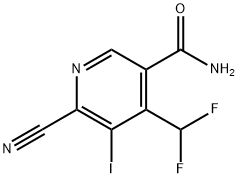 2-Cyano-4-(difluoromethyl)-3-iodopyridine-5-carboxamide Structure