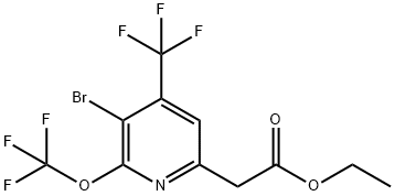 Ethyl 3-bromo-2-(trifluoromethoxy)-4-(trifluoromethyl)pyridine-6-acetate Structure