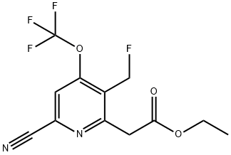 Ethyl 6-cyano-3-(fluoromethyl)-4-(trifluoromethoxy)pyridine-2-acetate Structure