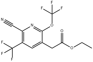 Ethyl 2-cyano-6-(trifluoromethoxy)-3-(trifluoromethyl)pyridine-5-acetate Structure