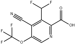 4-Cyano-3-(difluoromethyl)-5-(trifluoromethoxy)pyridine-2-carboxylic acid Structure