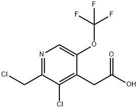 3-Chloro-2-(chloromethyl)-5-(trifluoromethoxy)pyridine-4-acetic acid Structure