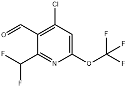 4-Chloro-2-(difluoromethyl)-6-(trifluoromethoxy)pyridine-3-carboxaldehyde Structure