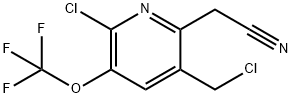 2-Chloro-5-(chloromethyl)-3-(trifluoromethoxy)pyridine-6-acetonitrile Structure