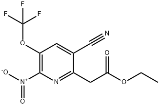 Ethyl 5-cyano-2-nitro-3-(trifluoromethoxy)pyridine-6-acetate Structure