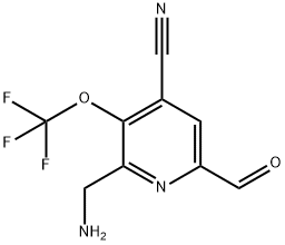 2-(Aminomethyl)-4-cyano-3-(trifluoromethoxy)pyridine-6-carboxaldehyde Structure