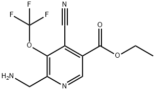 Ethyl 2-(aminomethyl)-4-cyano-3-(trifluoromethoxy)pyridine-5-carboxylate Structure