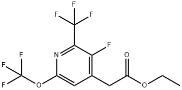 Ethyl 3-fluoro-6-(trifluoromethoxy)-2-(trifluoromethyl)pyridine-4-acetate 구조식 이미지