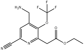 Ethyl 4-(aminomethyl)-6-cyano-3-(trifluoromethoxy)pyridine-2-acetate Structure