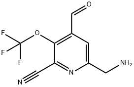 6-(Aminomethyl)-2-cyano-3-(trifluoromethoxy)pyridine-4-carboxaldehyde Structure