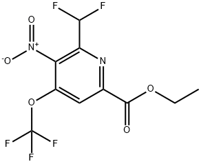 Ethyl 2-(difluoromethyl)-3-nitro-4-(trifluoromethoxy)pyridine-6-carboxylate Structure