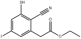 Ethyl 2-cyano-5-iodo-3-mercaptophenylacetate Structure