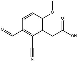 2-Cyano-3-formyl-6-methoxyphenylacetic acid Structure
