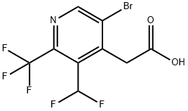 5-Bromo-3-(difluoromethyl)-2-(trifluoromethyl)pyridine-4-acetic acid Structure