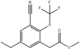 Methyl 3-cyano-5-ethyl-2-(trifluoromethylthio)phenylacetate Structure