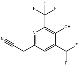 4-(Difluoromethyl)-3-hydroxy-2-(trifluoromethyl)pyridine-6-acetonitrile Structure