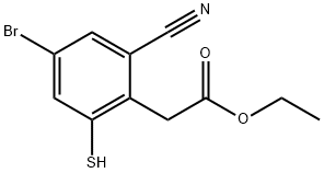 Ethyl 4-bromo-2-cyano-6-mercaptophenylacetate Structure