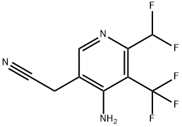 4-Amino-2-(difluoromethyl)-3-(trifluoromethyl)pyridine-5-acetonitrile Structure