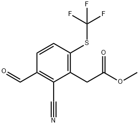 Methyl 2-cyano-3-formyl-6-(trifluoromethylthio)phenylacetate Structure