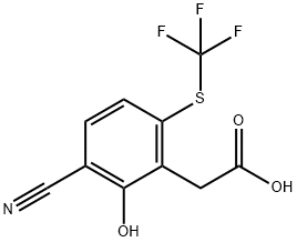 3-Cyano-2-hydroxy-6-(trifluoromethylthio)phenylacetic acid Structure