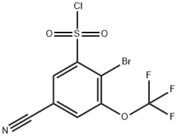 2-Bromo-5-cyano-3-(trifluoromethoxy)benzenesulfonyl chloride Structure