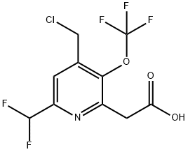 4-(Chloromethyl)-6-(difluoromethyl)-3-(trifluoromethoxy)pyridine-2-acetic acid Structure