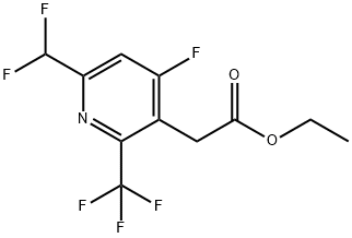 Ethyl 6-(difluoromethyl)-4-fluoro-2-(trifluoromethyl)pyridine-3-acetate Structure