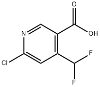 3-Pyridinecarboxylic acid, 6-chloro-4-(difluoromethyl)- Structure