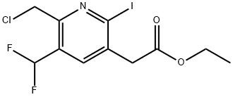 Ethyl 2-(chloromethyl)-3-(difluoromethyl)-6-iodopyridine-5-acetate Structure