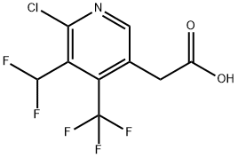 2-Chloro-3-(difluoromethyl)-4-(trifluoromethyl)pyridine-5-acetic acid Structure