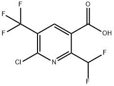 2-Chloro-6-(difluoromethyl)-3-(trifluoromethyl)pyridine-5-carboxylic acid Structure