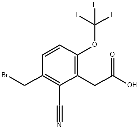 3-Bromomethyl-2-cyano-6-(trifluoromethoxy)phenylacetic acid Structure