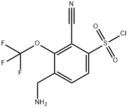 4-Aminomethyl-2-cyano-3-(trifluoromethoxy)benzenesulfonyl chloride Structure