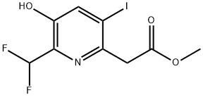 Methyl 2-(difluoromethyl)-3-hydroxy-5-iodopyridine-6-acetate Structure