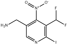 5-(Aminomethyl)-3-(difluoromethyl)-2-iodo-4-nitropyridine Structure