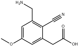 3-Aminomethyl-2-cyano-5-methoxyphenylacetic acid Structure