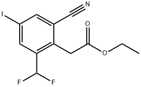 Ethyl 2-cyano-6-difluoromethyl-4-iodophenylacetate Structure