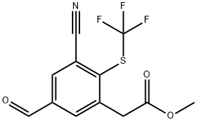 Methyl 3-cyano-5-formyl-2-(trifluoromethylthio)phenylacetate Structure