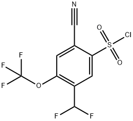 2-Cyano-5-difluoromethyl-4-(trifluoromethoxy)benzenesulfonylchloride Structure