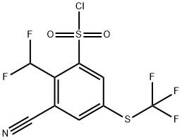 3-Cyano-2-difluoromethyl-5-(trifluoromethylthio)benzenesulfonyl chloride Structure